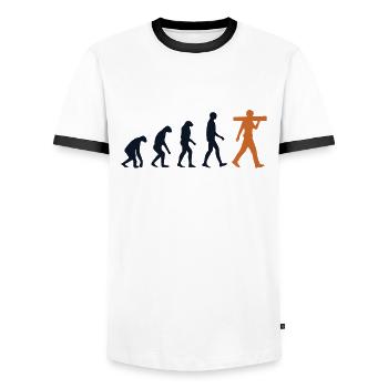 Carpenter Evolution Carpenter Wood Mechanic - Men's Ringer Shirt - white/black - Front - AI Model Female 172 light (172cm) & AI Model Male 178 dark (178cm)