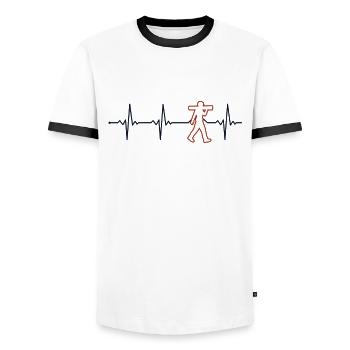 Carpenter Heartbeat Carpenter Wood Technician - Men's Ringer Shirt - white/black - Front - AI Model Female 172 light (172cm) & AI Model Male 178 dark (178cm)