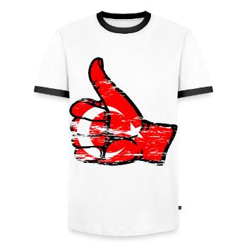 Turkey Flag All Clear Used Symbol - Men's Ringer Shirt - white/black - Front - AI Model Female 172 light (172cm) & AI Model Male 178 dark (178cm)