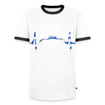 Athens Skyline Heartbeat Greece Acropolis - Men's Ringer Shirt - white/black - Front - AI Model Female 172 light (172cm) & AI Model Male 178 dark (178cm)