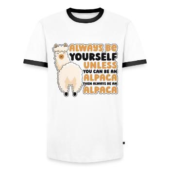 Always Be Yourself Unless You Can Be An Alpaca - Men's Ringer Shirt - white/black - Front - AI Model Female 172 light (172cm) & AI Model Male 178 dark (178cm)