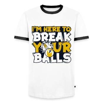 I'm Here To Break Your Balls Pool Table - Men's Ringer Shirt - white/black - Front - AI Model Female 172 light (172cm) & AI Model Male 178 dark (178cm)