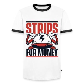Strips For Money Electrical Engineer Electronics Technician - Men's Ringer Shirt - white/black - Front - AI Model Female 172 light (172cm) & AI Model Male 178 dark (178cm)
