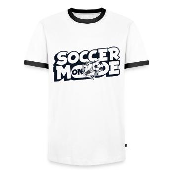 Soccer Mode On Fußballspieler Fußballprofi - Männer Kontrast-T-Shirt - Weiß/Schwarz - Vorne - AI Model Female 172 light (172cm) & AI Model Male 178 dark (178cm)