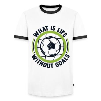 What Is Life Without Goals Futbol Fußball Goal - Männer Kontrast-T-Shirt - Weiß/Schwarz - Vorne - AI Model Female 172 light (172cm) & AI Model Male 178 dark (178cm)