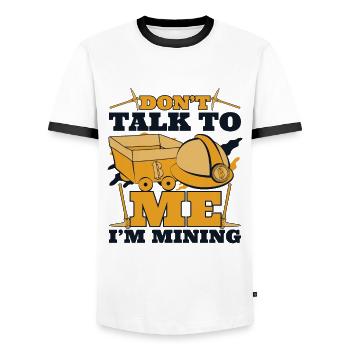 Don't Talk To Me I'm Mining Kryptowährung - Männer Kontrast-T-Shirt - Weiß/Schwarz - Vorne - AI Model Female 172 light (172cm) & AI Model Male 178 dark (178cm)