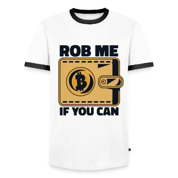 Rob Me If You Can Crypto Kryptowährung Blockchain - Männer Kontrast-T-Shirt - Weiß/Schwarz - Vorne - AI Model Female 172 light (172cm) & AI Model Male 178 dark (178cm)