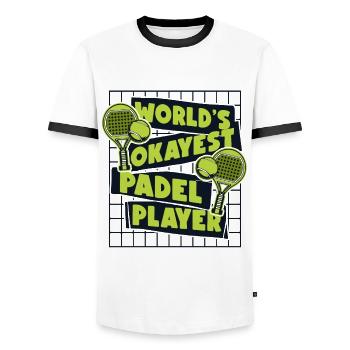 World's Okayest Padel Player Paddle Tennis - Men's Ringer Shirt - white/black - Front - AI Model Female 172 light (172cm) & AI Model Male 178 dark (178cm)