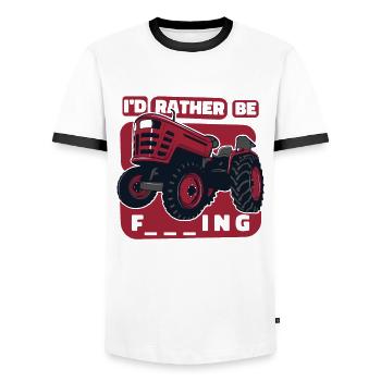 I'd rather be farming organic farmer farmer - Men's Ringer Shirt - white/black - Front - AI Model Female 172 light (172cm) & AI Model Male 178 dark (178cm)