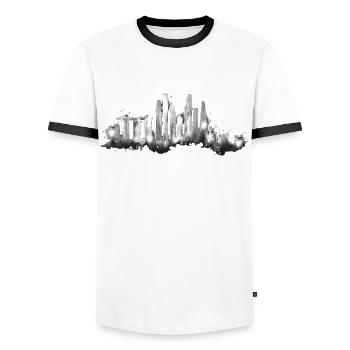 Singapour Skyline Silhouette Asie J’aime Singapour - T-shirt contrasté Homme - blanc/noir - Devant - AI Model Female 172 light (172cm) & AI Model Male 178 dark (178cm)