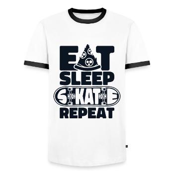 Eat Sleep Skate Repeat Skatergirl Skaterboy - Männer Kontrast-T-Shirt - Weiß/Schwarz - Vorne - AI Model Female 172 light (172cm) & AI Model Male 178 dark (178cm)