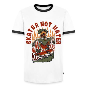 Skater Not Hater Skatergirl Skaterboy Skatepark - Männer Kontrast-T-Shirt - Weiß/Schwarz - Vorne - AI Model Female 172 light (172cm) & AI Model Male 178 dark (178cm)