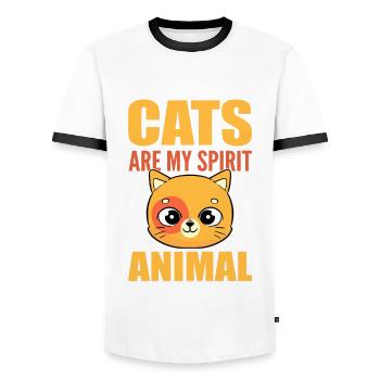 Cats Are My Spirit Animal Kätzchen Hauskatze Katze - Männer Kontrast-T-Shirt - Weiß/Schwarz - Vorne - AI Model Female 172 light (172cm) & AI Model Male 178 dark (178cm)