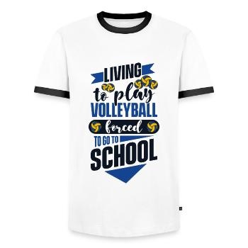 Living To Play Volleyball Forced To Go To School - Men's Ringer Shirt - white/black - Front - AI Model Female 172 light (172cm) & AI Model Male 178 dark (178cm)