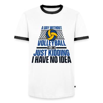 A Day Without Volleyball Is Like Volleyballfreak - Men's Ringer Shirt - white/black - Front - AI Model Female 172 light (172cm) & AI Model Male 178 dark (178cm)