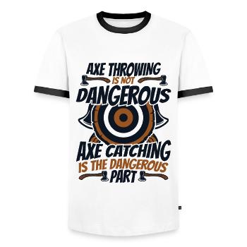 Axe Throwing Is Not Axe Throwing Game - Men's Ringer Shirt - white/black - Front - AI Model Female 172 light (172cm) & AI Model Male 178 dark (178cm)