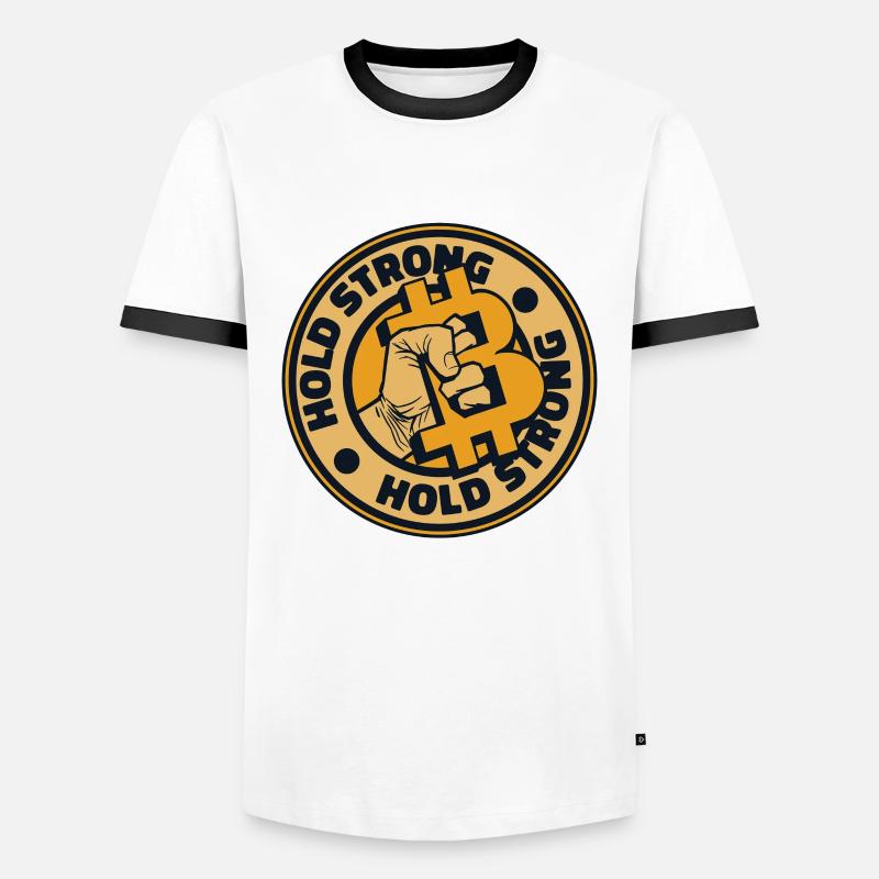 Hold Strong Blockchain Crypto Cryptocurrency - Men's Ringer Shirt - white/black