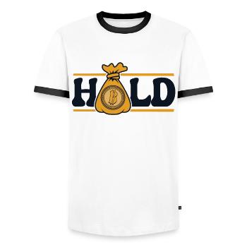 Hold Crypto Kryptowährung Blockchain Crypto - Männer Kontrast-T-Shirt - Weiß/Schwarz - Vorne - AI Model Female 172 light (172cm) & AI Model Male 178 dark (178cm)