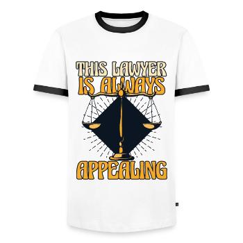 This Lawyer Is Always Appealing Attorney General - Men's Ringer Shirt - white/black - Front - AI Model Female 172 light (172cm) & AI Model Male 178 dark (178cm)