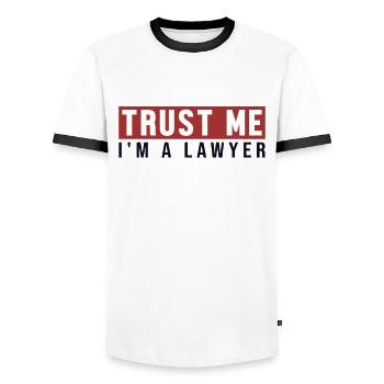 Trust Me I'm A Lawyer Attorney General Legal - Men's Ringer Shirt - white/black - Front - AI Model Female 172 light (172cm) & AI Model Male 178 dark (178cm)