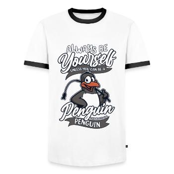 Always Be Yourself Unless You Can Be A Penguin - Men's Ringer Shirt - white/black - Front - AI Model Female 172 light (172cm) & AI Model Male 178 dark (178cm)