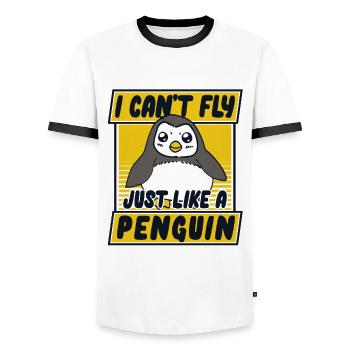 I Can't Fly Just Like A Penguin Königspinguin - Männer Kontrast-T-Shirt - Weiß/Schwarz - Vorne - AI Model Female 172 light (172cm) & AI Model Male 178 dark (178cm)
