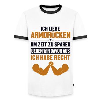 Armdrücken hat immer Recht Techniques Exercise - Männer Kontrast-T-Shirt - Weiß/Schwarz - Vorne - AI Model Female 172 light (172cm) & AI Model Male 178 dark (178cm)