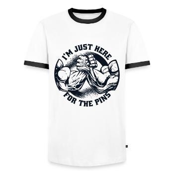 Je suis juste là pour l’exercice des techniques d’épingles - T-shirt contrasté Homme - blanc/noir - Devant - AI Model Female 172 light (172cm) & AI Model Male 178 dark (178cm)