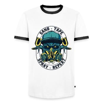 Sand Tape Spray Repeat Automotive Vehicle Car - Men's Ringer Shirt - white/black - Front - AI Model Female 172 light (172cm) & AI Model Male 178 dark (178cm)