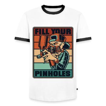 Retro Fill Your Pinholes Car Spray Automotive Car - Men's Ringer Shirt - white/black - Front - AI Model Female 172 light (172cm) & AI Model Male 178 dark (178cm)