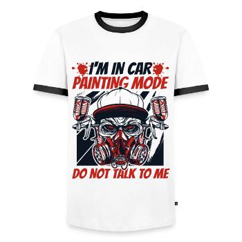In Car Painting Mode Don't Talk To Me Vehicle Car - Men's Ringer Shirt - white/black - Front - AI Model Female 172 light (172cm) & AI Model Male 178 dark (178cm)