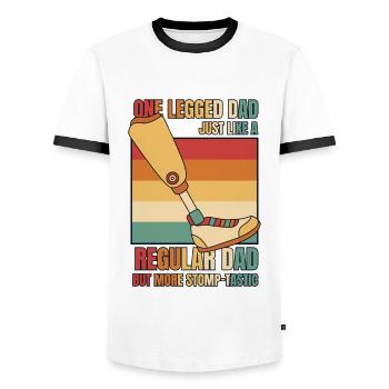 Einbeiniger Vater genau wie ein normaler Vater Benutzerbein - Männer Kontrast-T-Shirt - Weiß/Schwarz - Vorne - AI Model Female 172 light (172cm) & AI Model Male 178 dark (178cm)