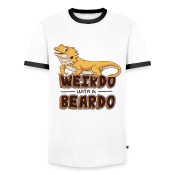 Weirdo With A Beardo Pogona Lizard Pet Owner - Men's Ringer Shirt - white/black - Front - AI Model Female 172 light (172cm) & AI Model Male 178 dark (178cm)