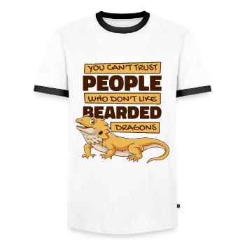 You Can't Trust People Pogona Lizard Pet Bearded - Men's Ringer Shirt - white/black - Front - AI Model Female 172 light (172cm) & AI Model Male 178 dark (178cm)
