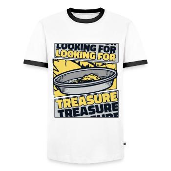 À la recherche d’un trésor Prospection Mineur Or - T-shirt contrasté Homme - blanc/noir - Devant - AI Model Female 172 light (172cm) & AI Model Male 178 dark (178cm)