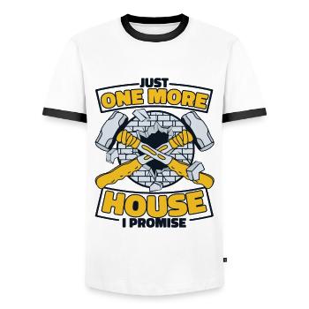 Just One More House I Promise Home Wrecker House - Men's Ringer Shirt - white/black - Front - AI Model Female 172 light (172cm) & AI Model Male 178 dark (178cm)