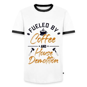 Fueled by Coffee and House Demolition House - Men's Ringer Shirt - white/black - Front - AI Model Female 172 light (172cm) & AI Model Male 178 dark (178cm)
