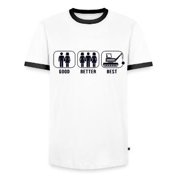 Good Better Best Demolition Home Wrecker House - Men's Ringer Shirt - white/black - Front - AI Model Female 172 light (172cm) & AI Model Male 178 dark (178cm)