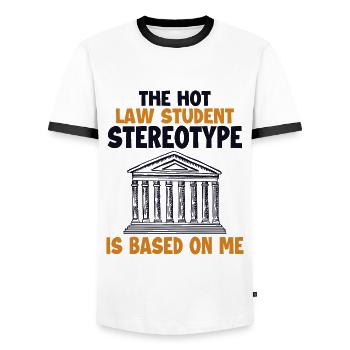 Hot Law Student Stereotype Based On Me Students - Men's Ringer Shirt - white/black - Front - AI Model Female 172 light (172cm) & AI Model Male 178 dark (178cm)