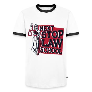 Next Stop Faculté de Droit Faculté de Droit Université Droit - T-shirt contrasté Homme - blanc/noir - Devant - AI Model Female 172 light (172cm) & AI Model Male 178 dark (178cm)