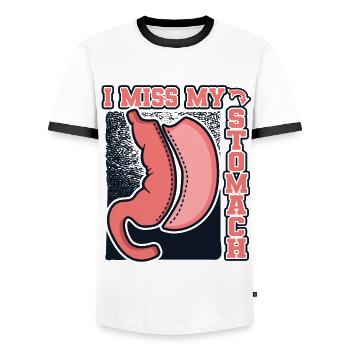 Mon estomac Bypass gastrique bariatrique me manque - T-shirt contrasté Homme - blanc/noir - Devant - AI Model Female 172 light (172cm) & AI Model Male 178 dark (178cm)
