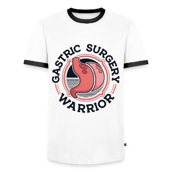 Chirurgie gastrique Warrior Chirurgien gastrique bariatrique - T-shirt contrasté Homme - blanc/noir - Devant - AI Model Female 172 light (172cm) & AI Model Male 178 dark (178cm)