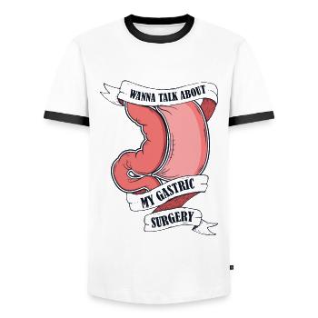 Je veux parler de ma chirurgie gastrique Gastrique - T-shirt contrasté Homme - blanc/noir - Devant - AI Model Female 172 light (172cm) & AI Model Male 178 dark (178cm)