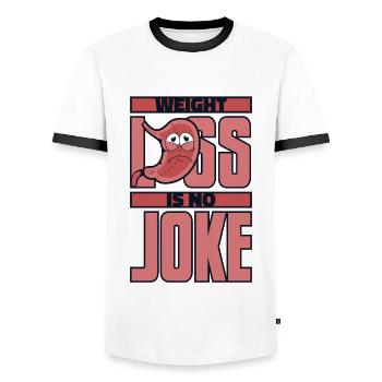 Weight Loss Is No Joke Gastric Bypass Gastric - Men's Ringer Shirt - white/black - Front - AI Model Female 172 light (172cm) & AI Model Male 178 dark (178cm)