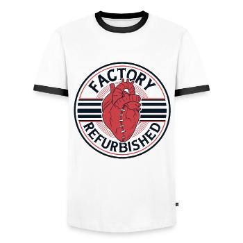 Factory Refurbished Catheter Transplant Open - Men's Ringer Shirt - white/black - Front - AI Model Female 172 light (172cm) & AI Model Male 178 dark (178cm)