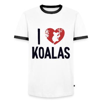 I love Koalas Koalabear Eucalyptus Lover Koala - Men's Ringer Shirt - white/black - Front - AI Model Female 172 light (172cm) & AI Model Male 178 dark (178cm)