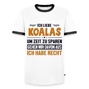 Koalas haben immer Recht Koalabear Eucalyptus - T-shirt contrasté Homme - blanc/noir - Devant - AI Model Female 172 light (172cm) & AI Model Male 178 dark (178cm)