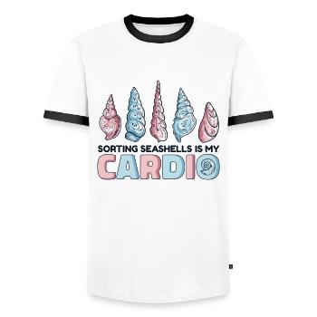 Sorting Seashells Is My Cardio Bivalvia Seashell - Men's Ringer Shirt - white/black - Front - AI Model Female 172 light (172cm) & AI Model Male 178 dark (178cm)