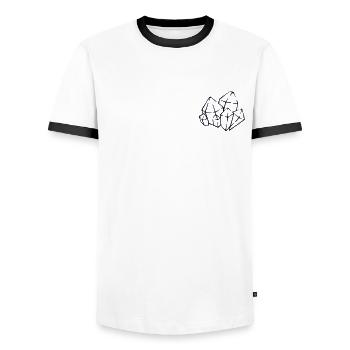 Minéral Collecte Logo Emblème Géologue Minéral - T-shirt contrasté Homme - blanc/noir - Devant - AI Model Female 172 light (172cm) & AI Model Male 178 dark (178cm)
