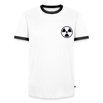 Énergie nucléaire Logo Emblème Énergie Uranium Nucléaire - T-shirt contrasté Homme - blanc/noir - Devant - AI Model Female 172 light (172cm) & AI Model Male 178 dark (178cm)